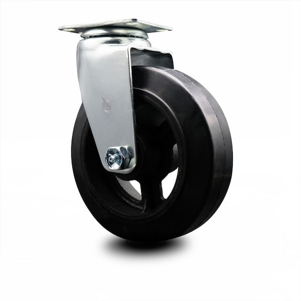 6 Inch Rubber on Cast Iron Wheel Swivel Caster with Roller Bearing SCC